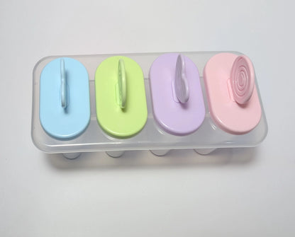 Reusable 4-Piece Popsicle Mold Set | BPA-Free Ice Cream & Kulfi Maker | DIY Frozen Treats with Cute Heart & Swirl Handles | Easy-Release Ice Lolly Molds for Kids & Adults (Pastel Colors)