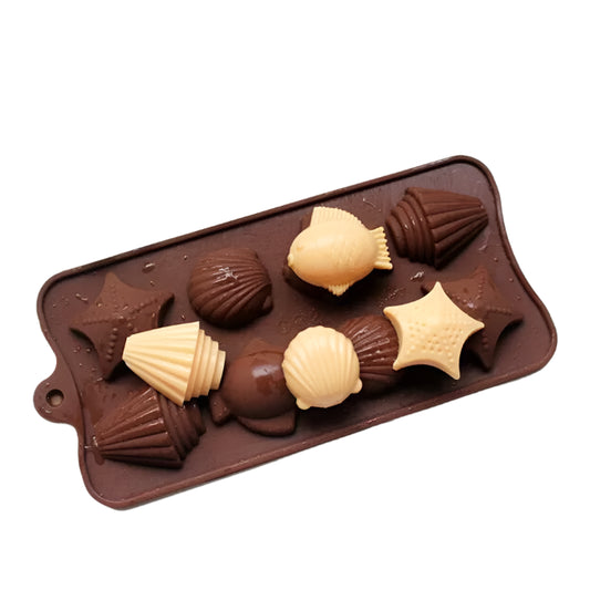 Silicone Seashell, Fish, Whelk and Starfish Chocolate Mould  8 Cavity | Melting Star and Fish Shape Chocolate Mould  (Star Fish)